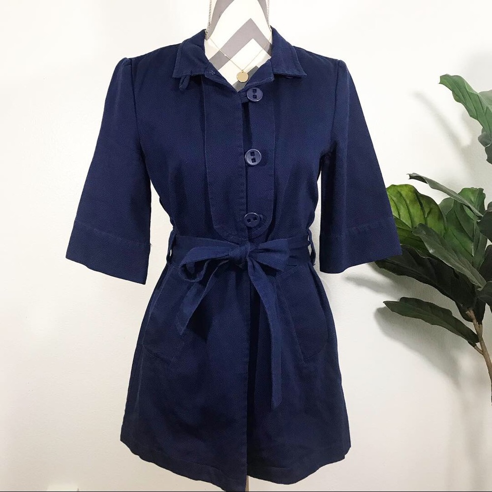 ANTHROPOLOGIE 100% cotton elegant blue pea coat